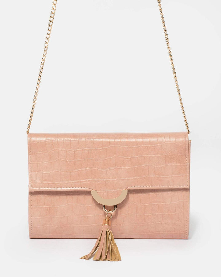 Pink Aria Tassel Clutch Bag | Clutch Bags
