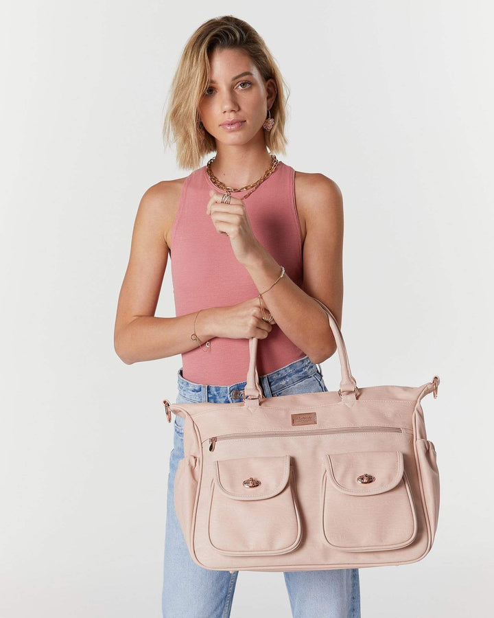 Pink Baby Travel Bag with rose gold hardware | Baby Bags