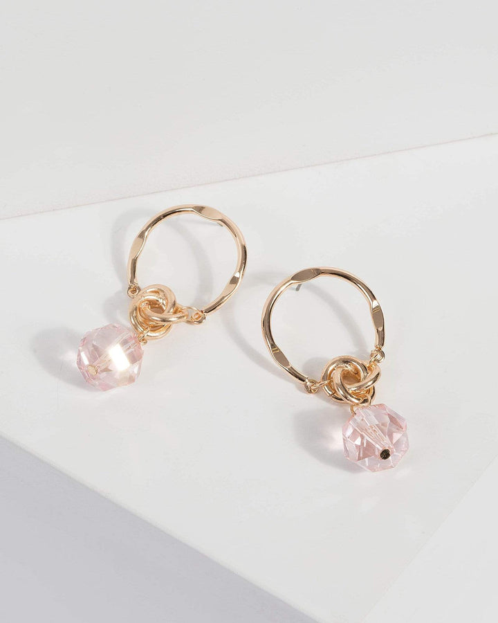 Pink Bead Circle Stud Earrings | Earrings