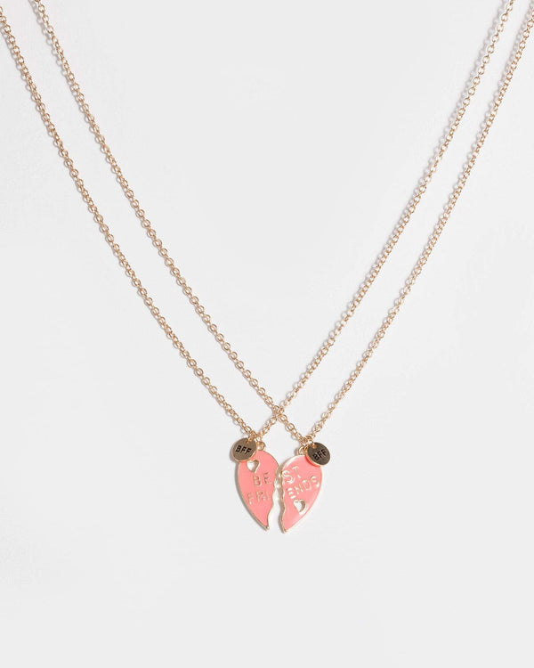 Pink Best Friends Heart Necklace | Necklaces