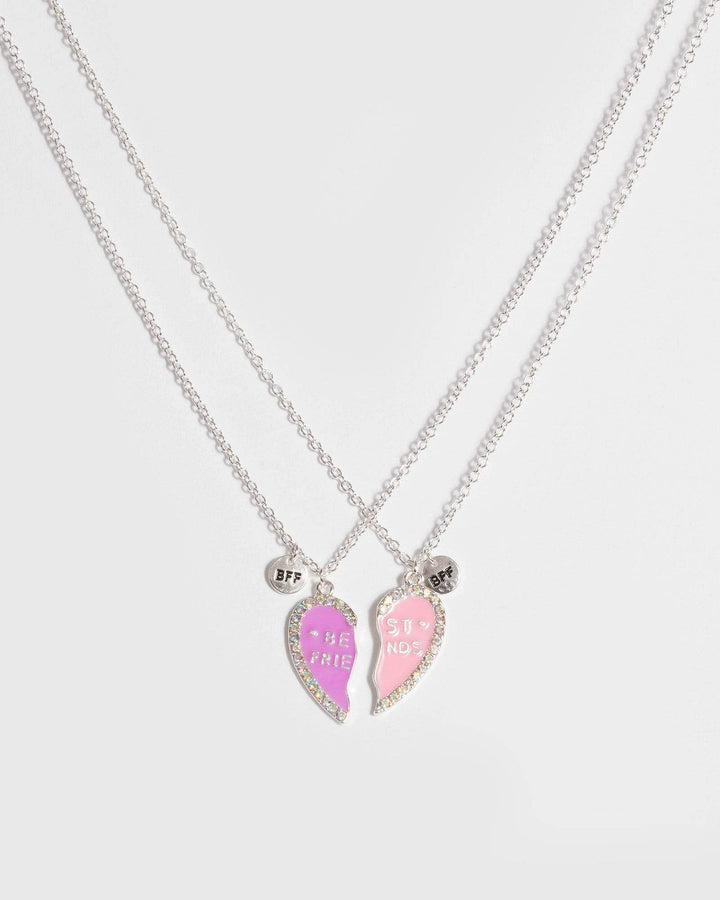 Pink Bff Crystal Heart Necklace | Necklaces
