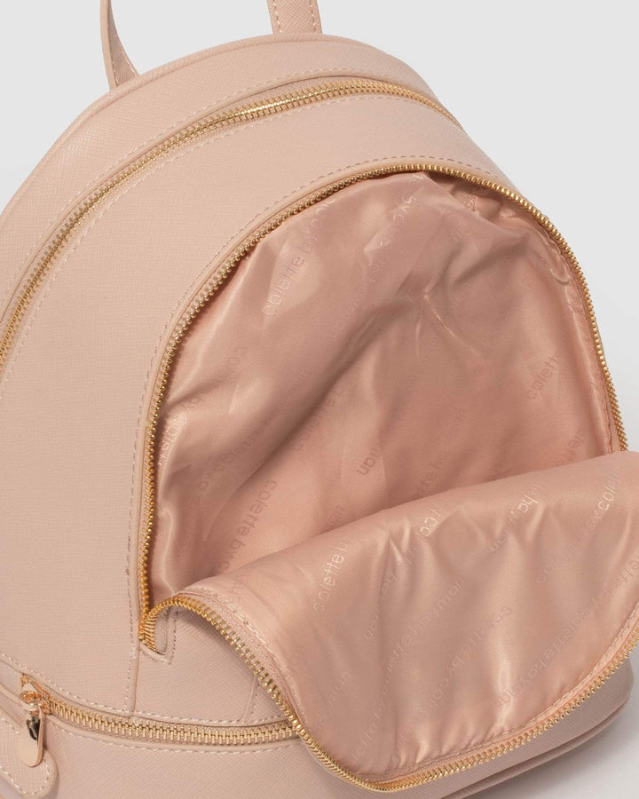 Pink Bridget Medium Backpack With Gold Hardware | Backpacks