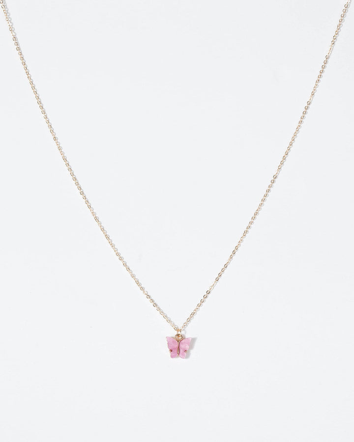 Pink Butterfly Acrylic Necklace | Necklaces