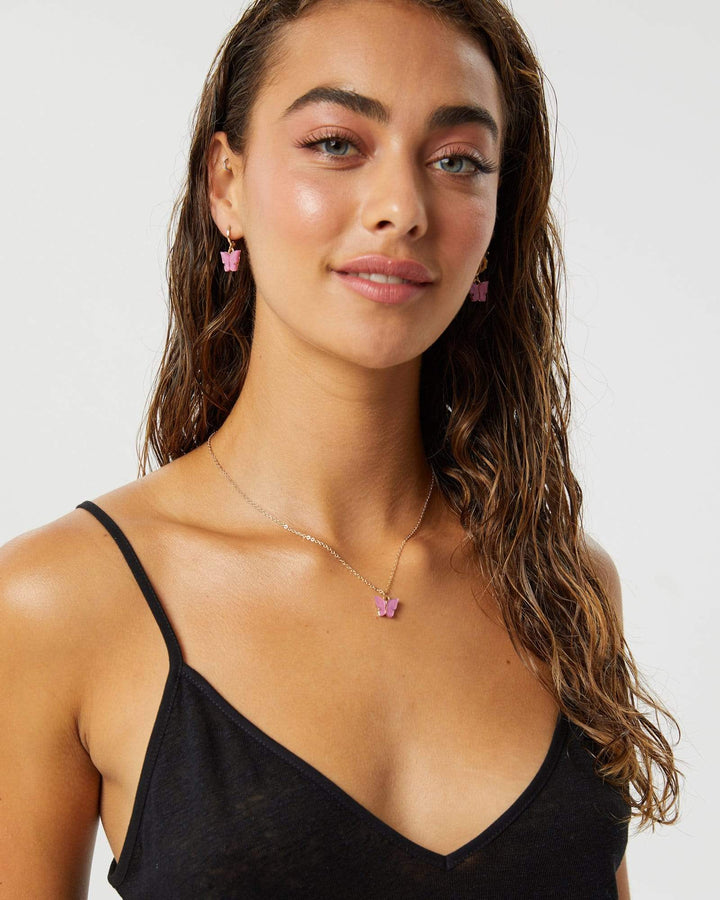 Pink Butterfly Acrylic Necklace | Necklaces