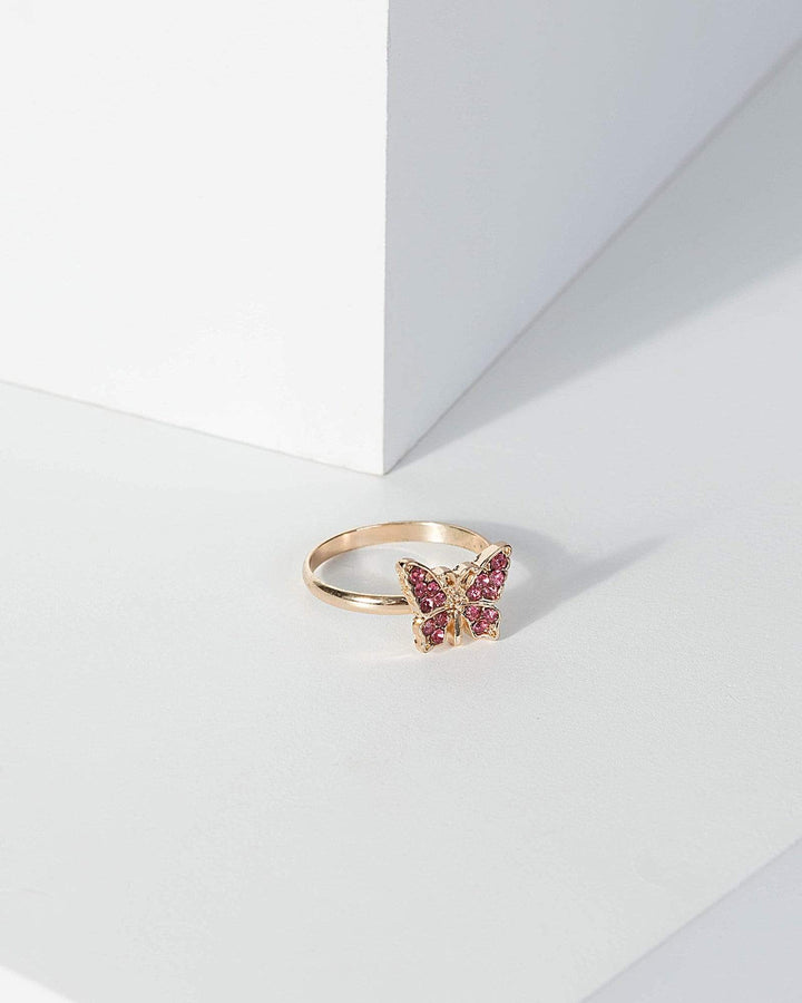 Pink Butterfly Crystal Ring | Rings