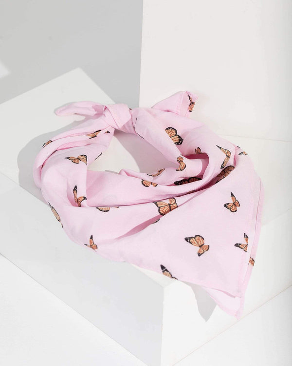 Colette by Colette Hayman Pink Butterfly Print Head Scarf