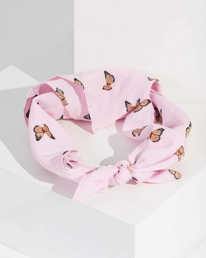 Colette by Colette Hayman Pink Butterfly Print Head Scarf