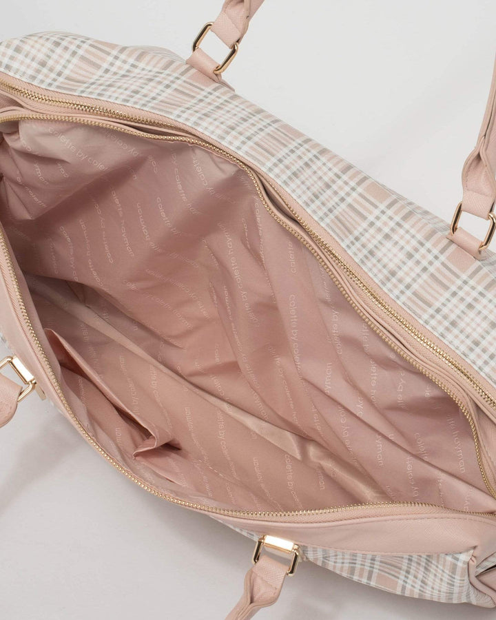 Pink Check Lisa Weekender Travel Bag | Weekender Bags