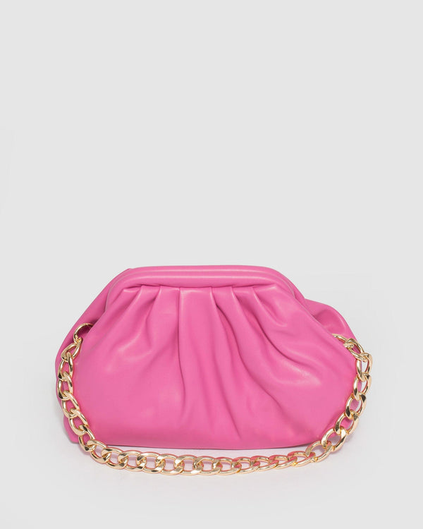 Pink Claire Weave Shoulder Bag | Shoulder Bags