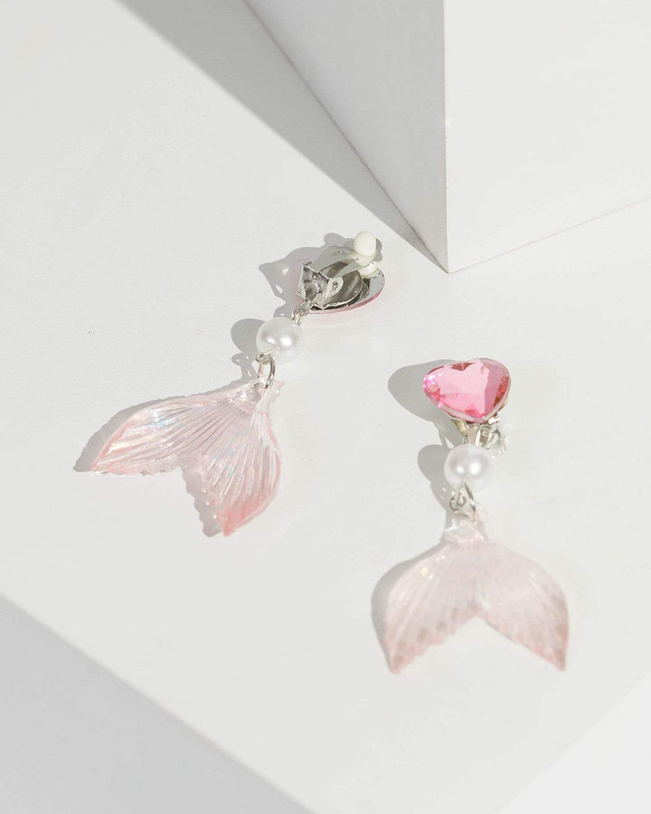Colette by Colette Hayman Pink Clip On Heart And Mermaid Tail Earrings