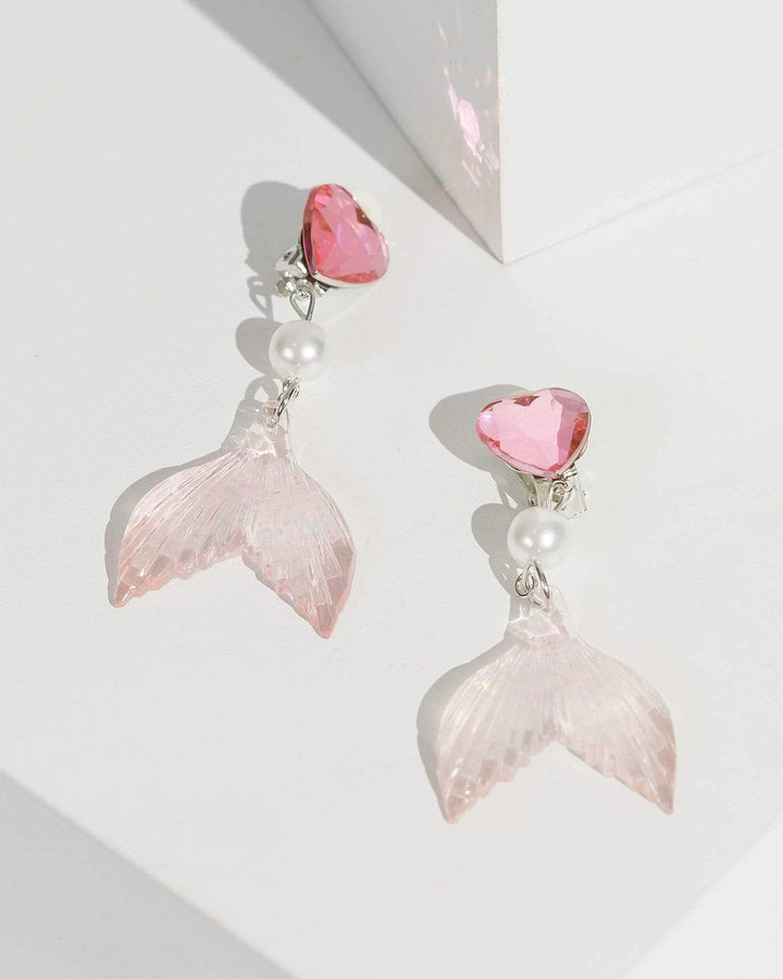 Colette by Colette Hayman Pink Clip On Heart And Mermaid Tail Earrings