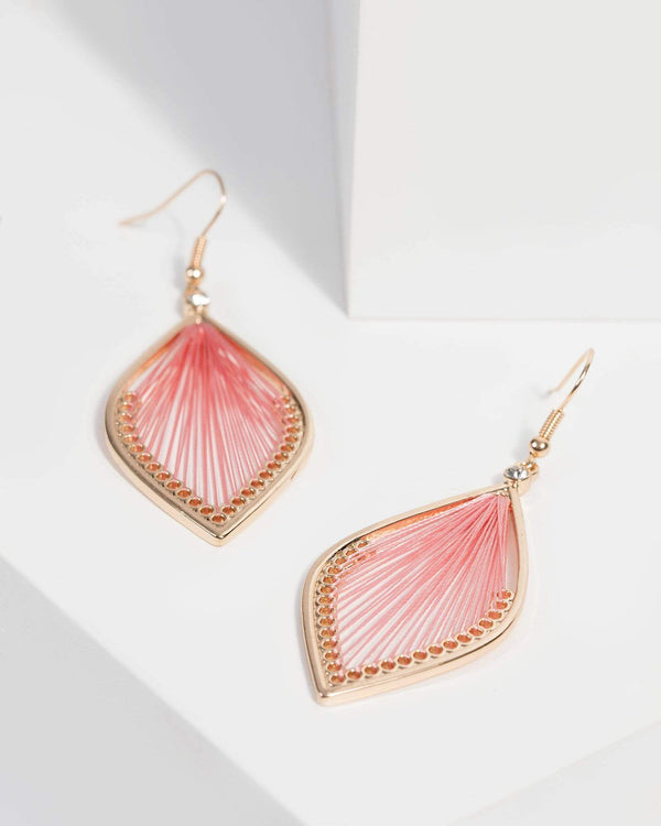 Pink Cotton Thread Drop Earrings | Earrings