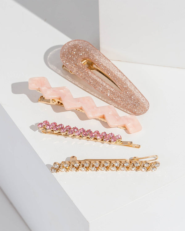 Colette by Colette Hayman Pink Crystal And Glitter Hair Slides Pack