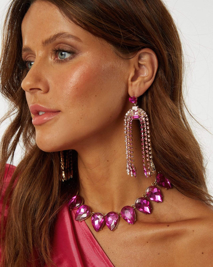 Colette by Colette Hayman Pink Crystal Arch Detail Drop Earrings