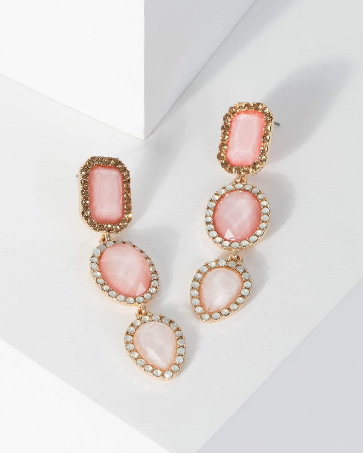 Pink Crystal Cluster Drop Earrings | Earrings