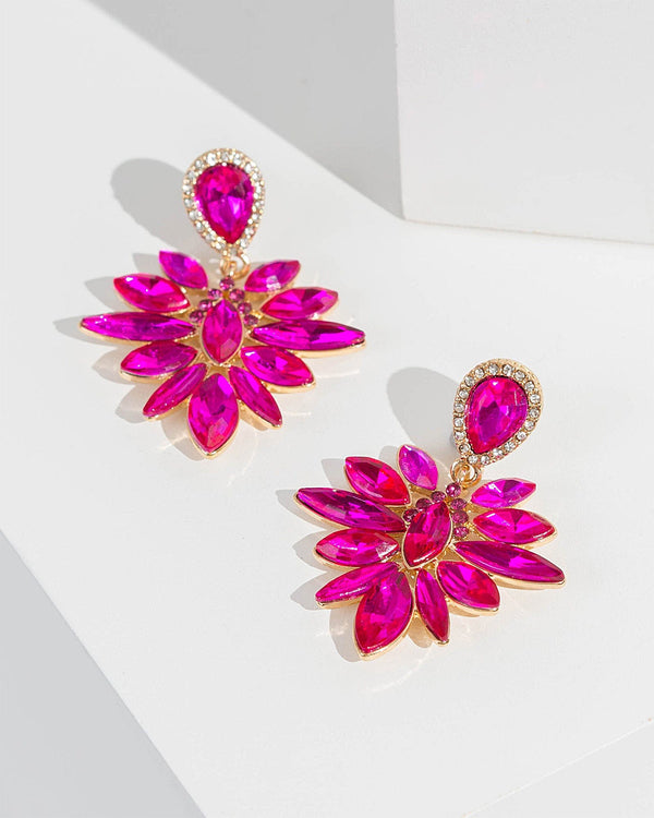 Colette by Colette Hayman Pink Crystal Cluster Drop Earrings