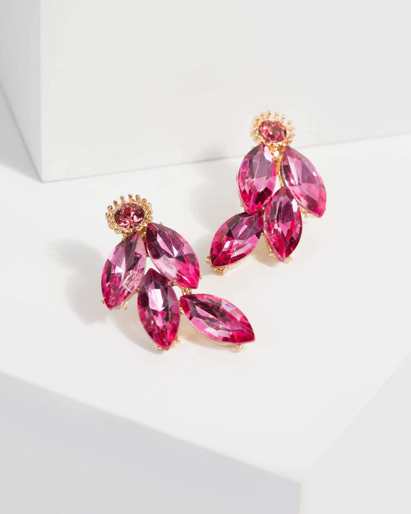 Pink Crystal Clustered Stud Earrings | Earrings
