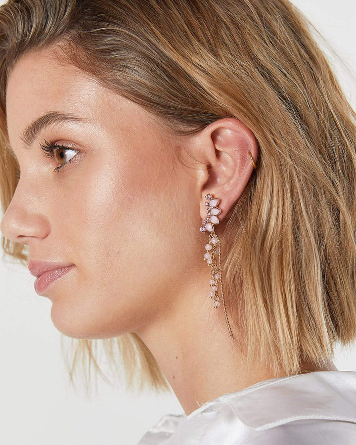 Pink Crystal Detail Drop Bead Earrings | Earrings