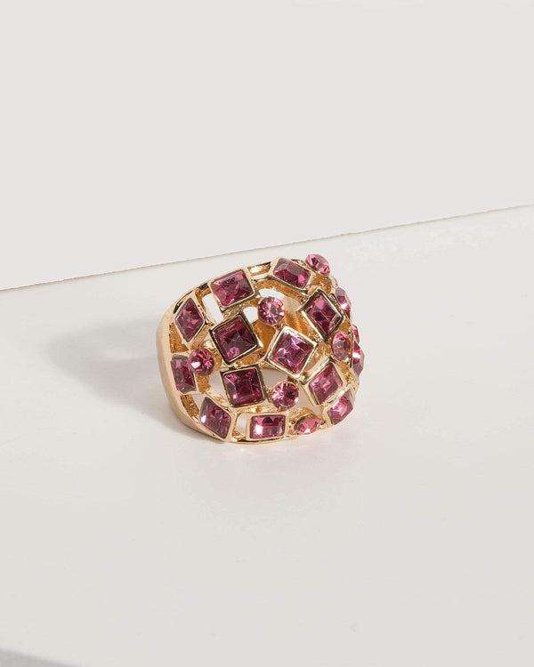 Pink Crystal Encrusted Ring | Rings