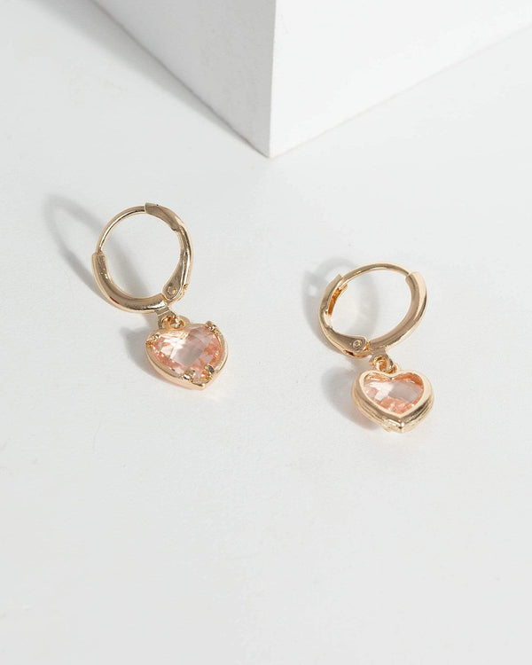 Pink Crystal Heart Huggie Earrings | Earrings