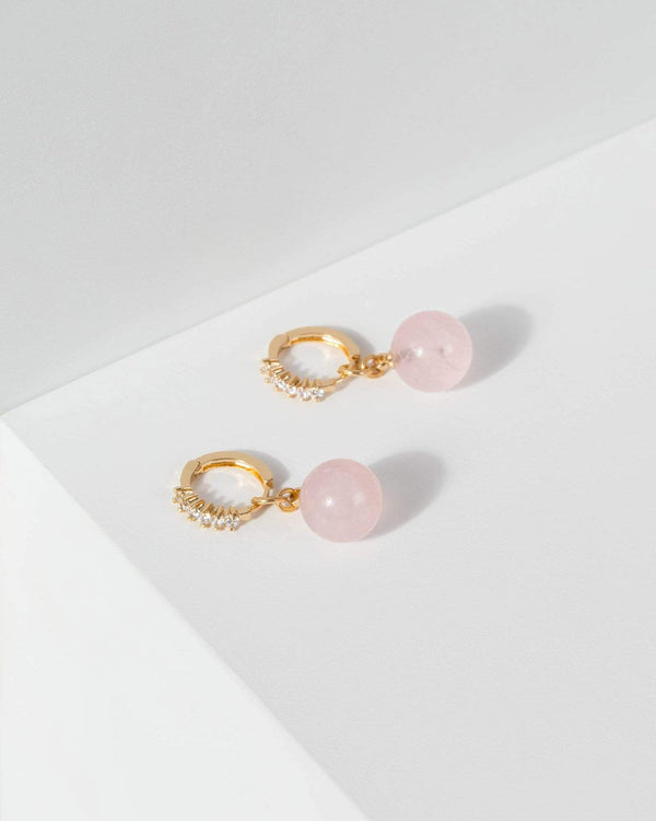 Pink Crystal Huggie Ball Earrings | Earrings