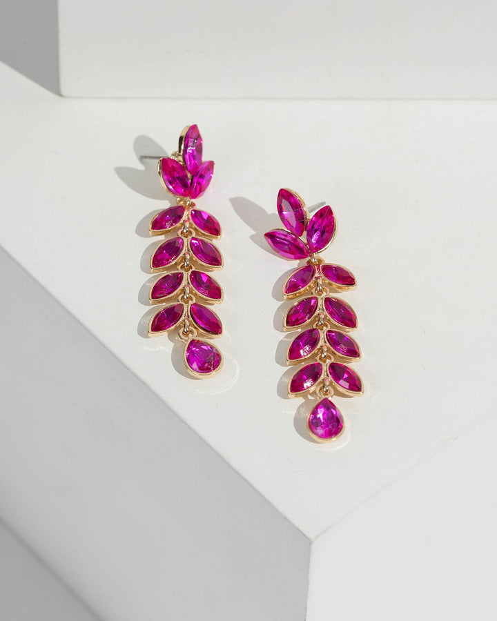 Colette by Colette Hayman Pink Crystal Leaf Cluster Drop Earrings