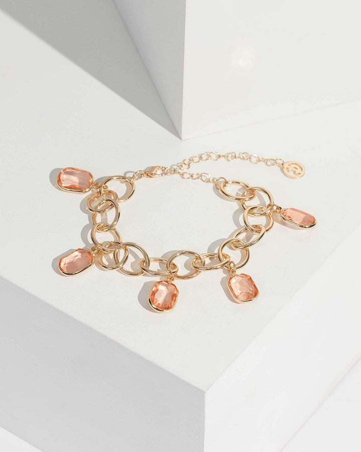 Pink Crystal Pendant Chain Bracelet | Wristwear