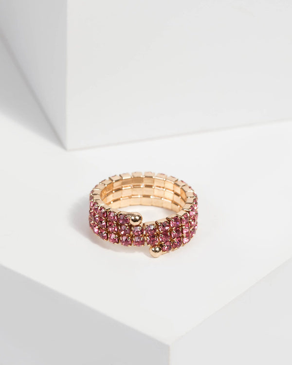 Pink Crystal Spiral Ring | Rings