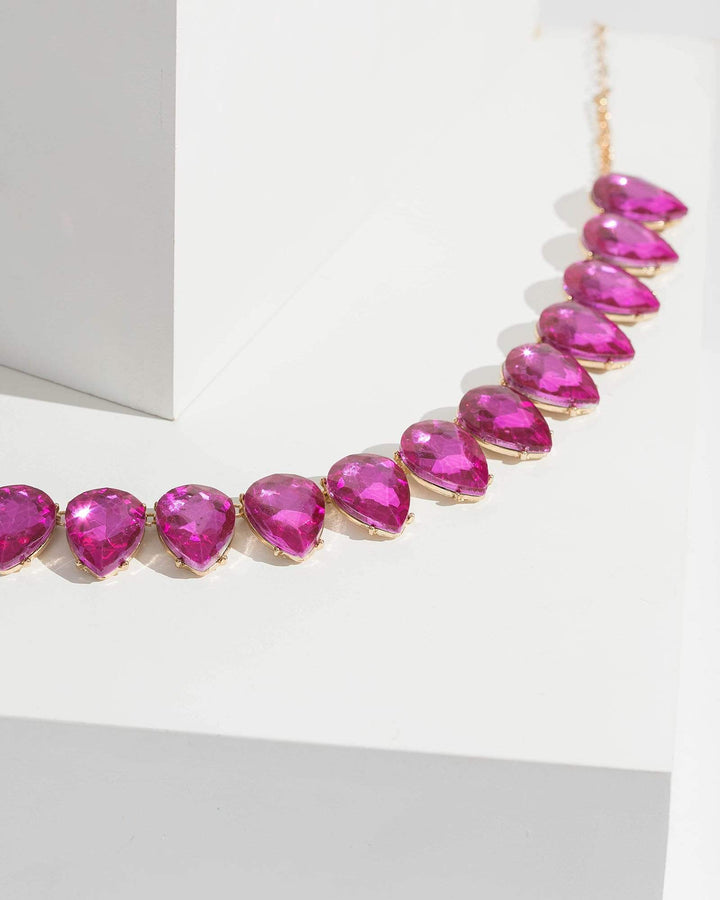 Colette by Colette Hayman Pink Crystal Teardrop Detailed Necklace