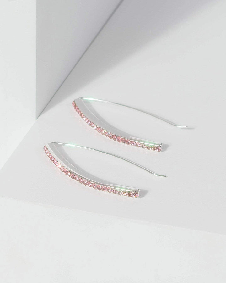 Pink Crystal Thread Through Earrings | Earrings