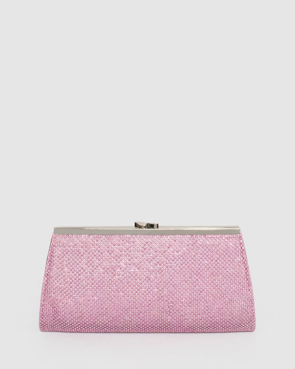 Pink Crystal Top Clasp Clutch Bag | Clutch Bags
