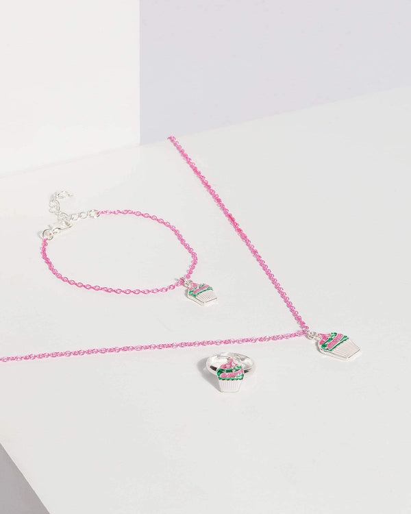 Pink Cupcake Necklace and Ring Set | Necklaces
