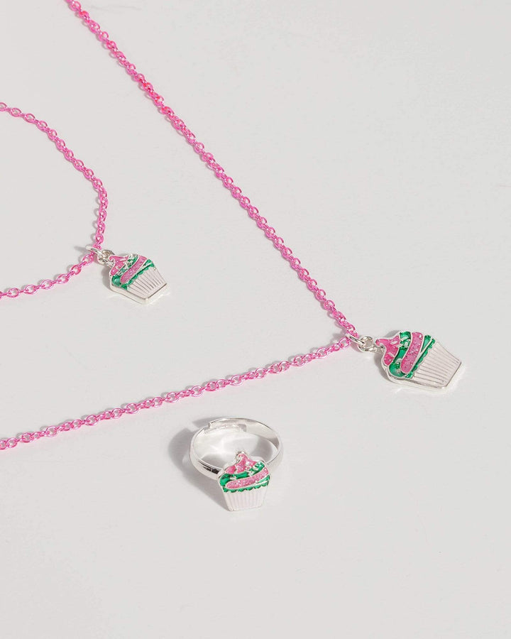 Pink Cupcake Necklace and Ring Set | Necklaces