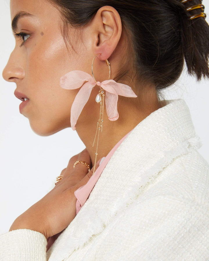 Colette by Colette Hayman Pink Delicate Flower Hoop Earrings