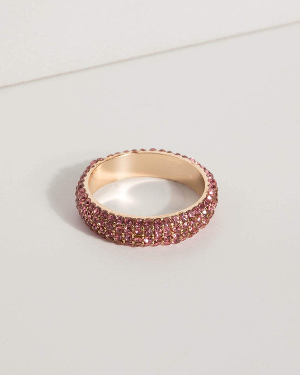 Pink Diamante Band Ring | Rings