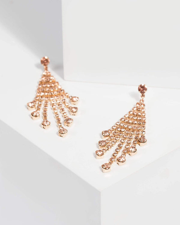 Pink Diamante Stone Drop Earrings | Earrings