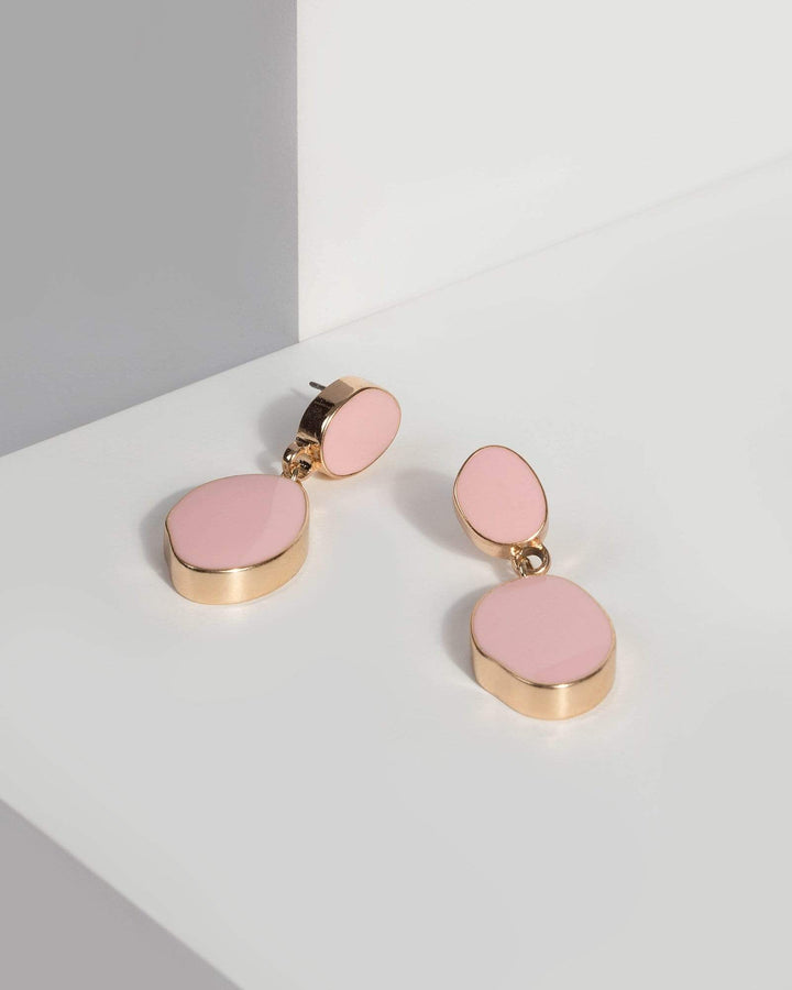 Pink Enamel Organic Drop Earrings | Earrings