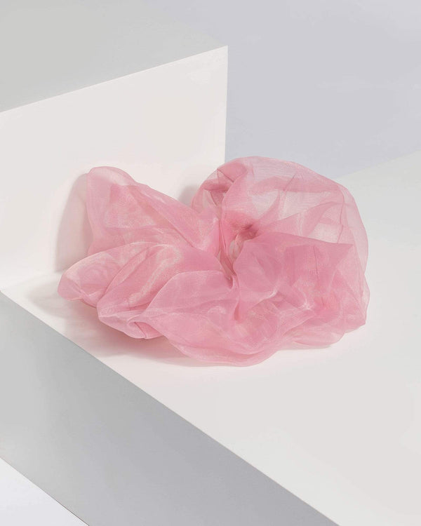 Pink Extra Large Organza Scrunchie | Hair Accessories