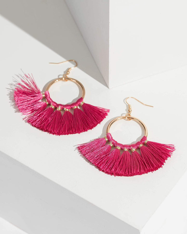 Colette by Colette Hayman Pink Fan Tasssel Detail Drop Earrings