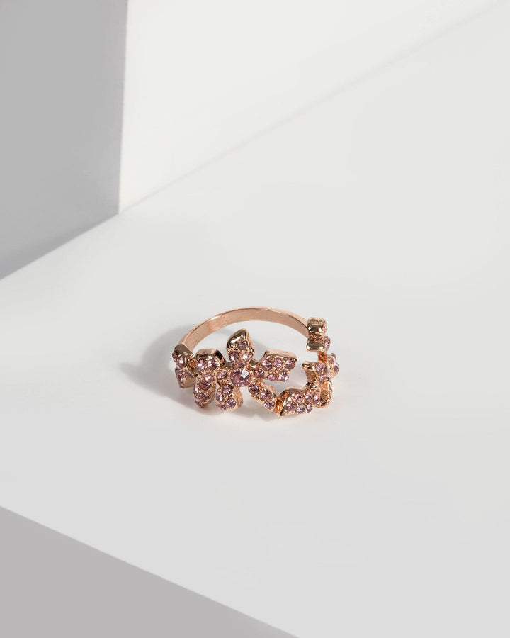Pink Floral Open Band Ring | Rings