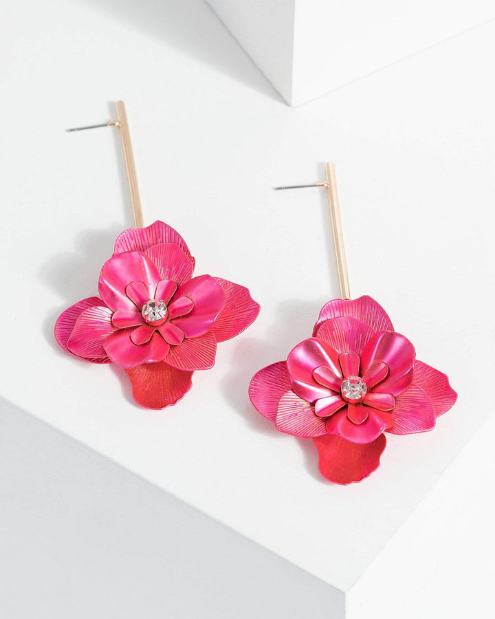 Pink Flower Bloom Statement Earrings | Earrings