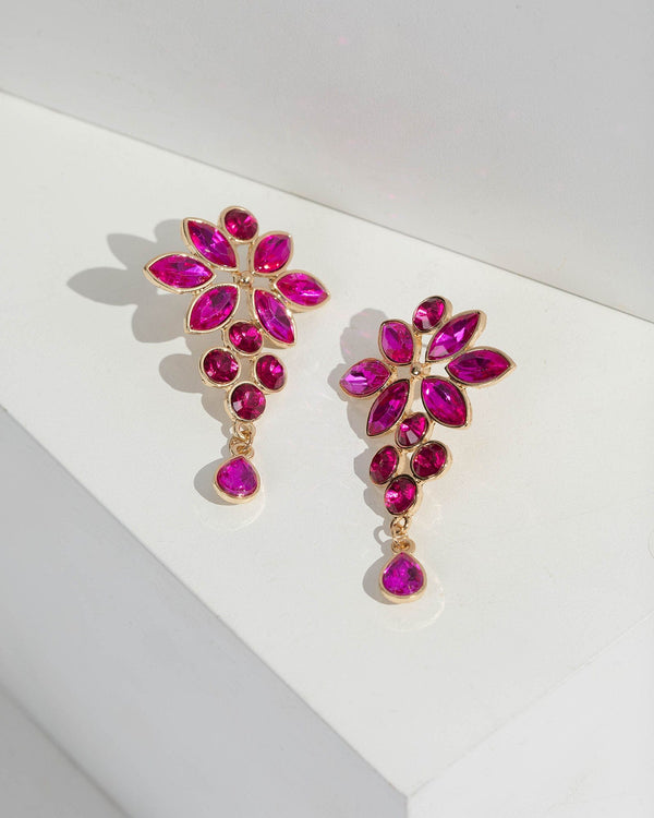 Colette by Colette Hayman Pink Flower Cluster Detail Drop Earrings