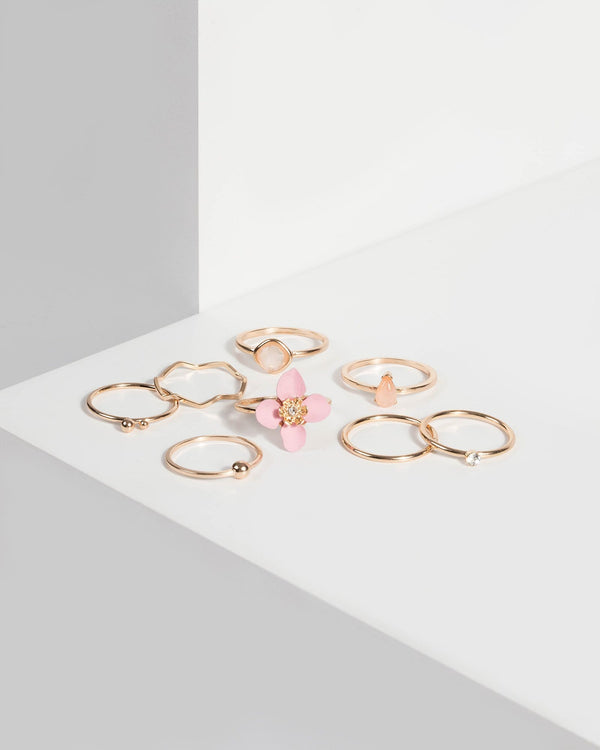 Pink Flower Multi Ring Set | Rings