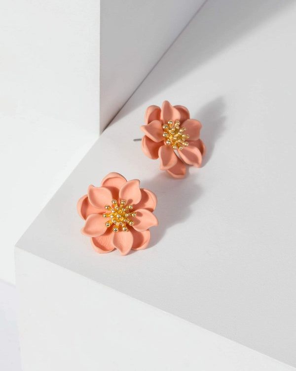 Pink Flower Statement Stud Earrings | Earrings