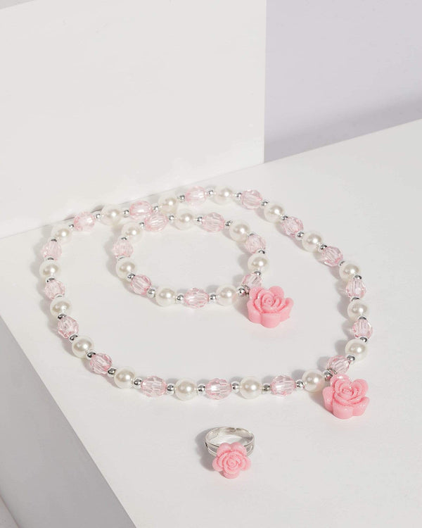 Pink Glitter Flower Multi Pack | Necklaces