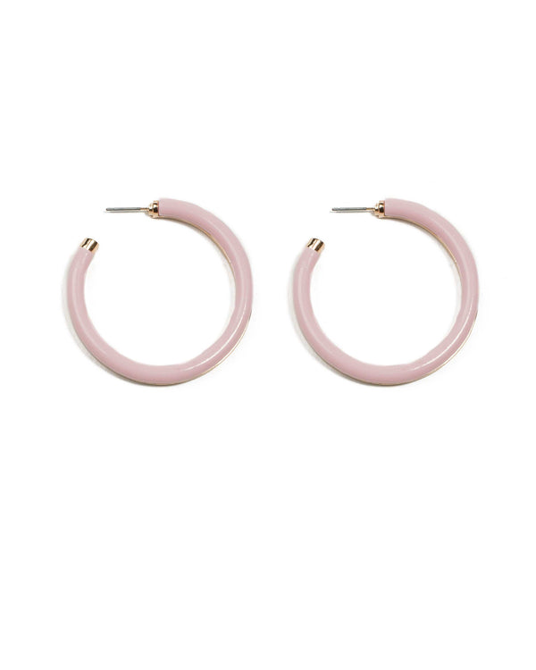 Colette by Colette Hayman Pink Gold Tone Acrylic Hoop Earrings