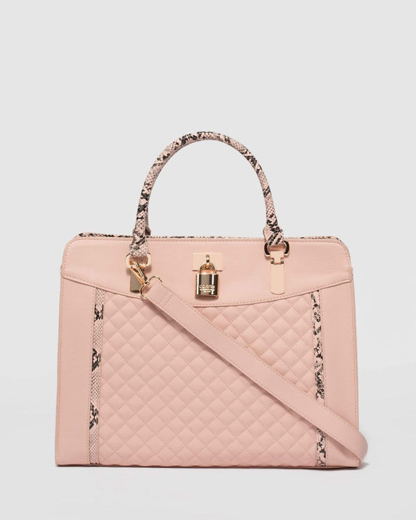 Pink Gracie Quilt Lock Tote Bag | Tote Bags