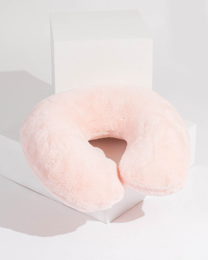 Colette by Colette Hayman Pink Inflatable Fur Travel Pillow