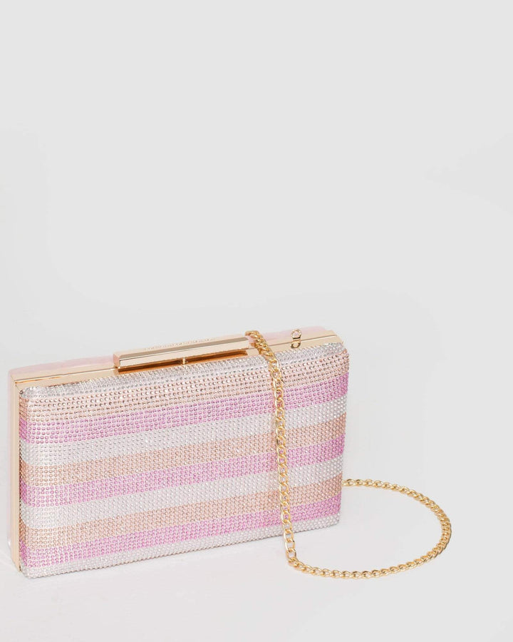 Pink Jaimi Crystal Clutch Bag | Clutch Bags