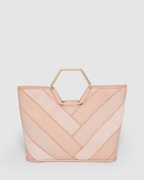 Pink Jessie Geometric Handle Panel Clutch Bag | Clutch Bags